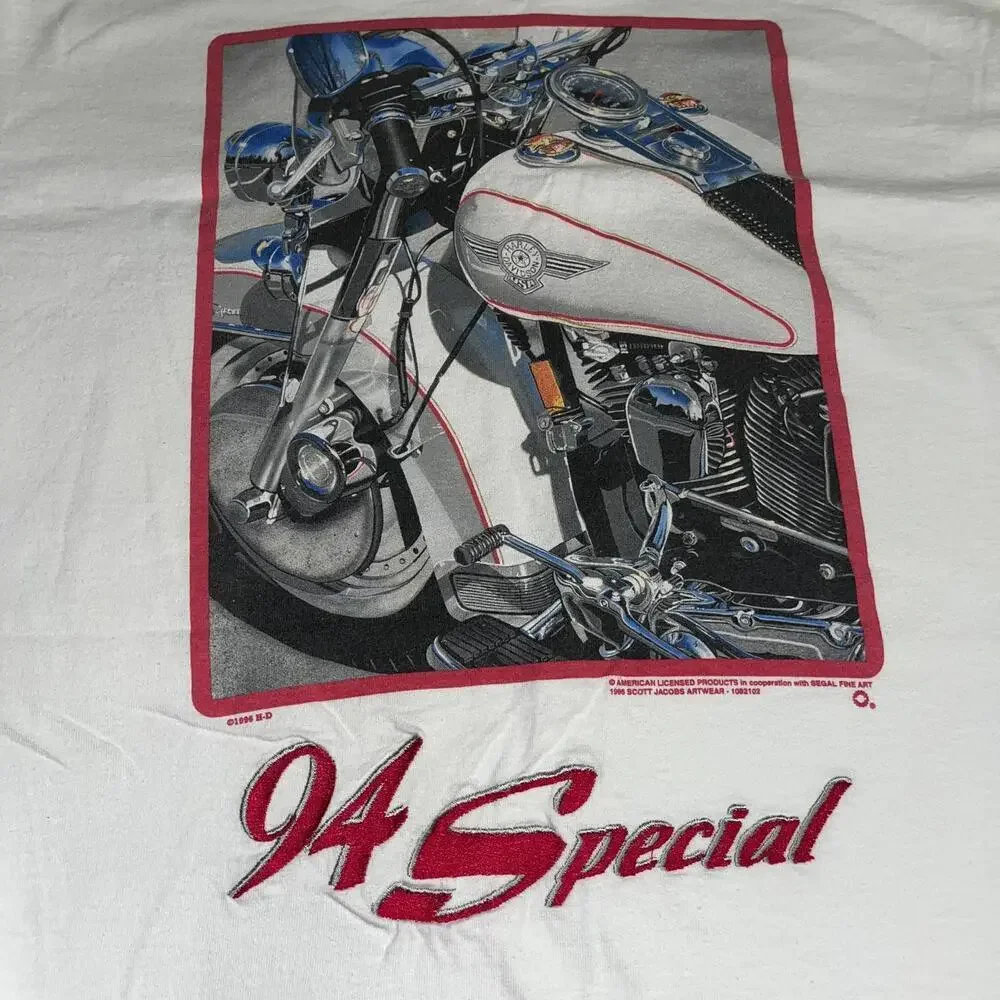 Vintage 1996 Harley Davidson Lee Tag 94 Special Men’s Large White Graphic TShirt
